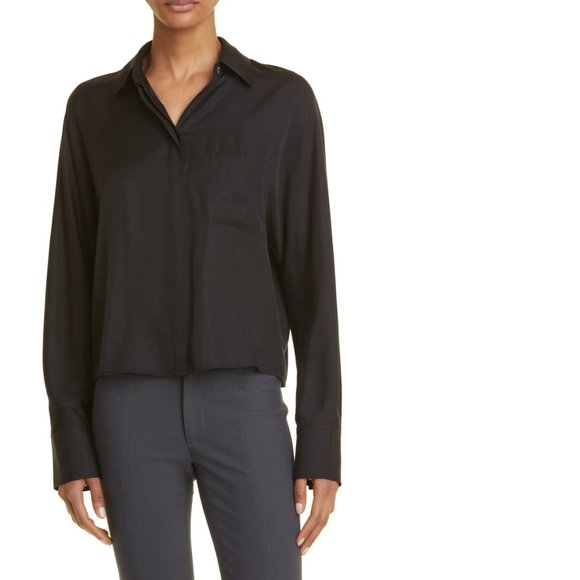 VINCE Silk Blend Woven  Button Up Blouse, Medium - Picture 2 of 14